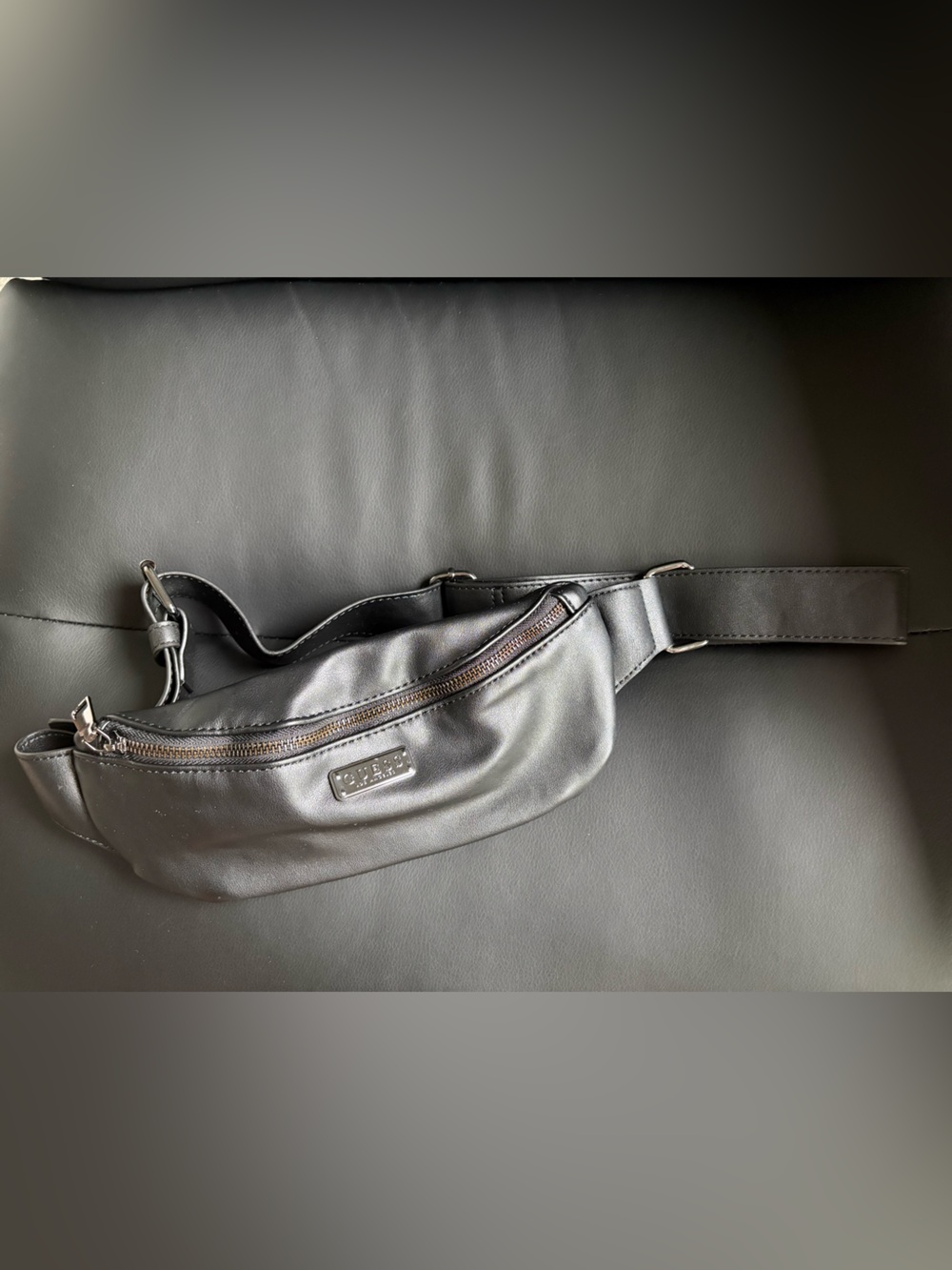 Black Leather Waist Bag / Crossbody Belt Bag